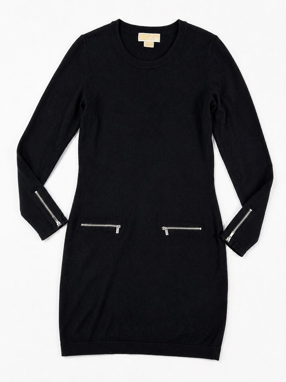 Michael Michael Kors Black Sweater Dress Zip Pocket Angora Blend Women’s Small